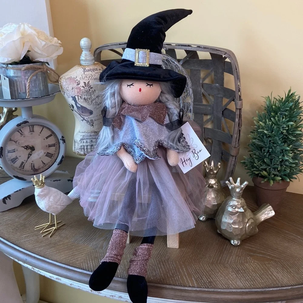 🆕 Vintage Inspired Shabby Chic Halloween Ballerina Witch Rag Doll Shelf Sitter - Picture 4 of 13